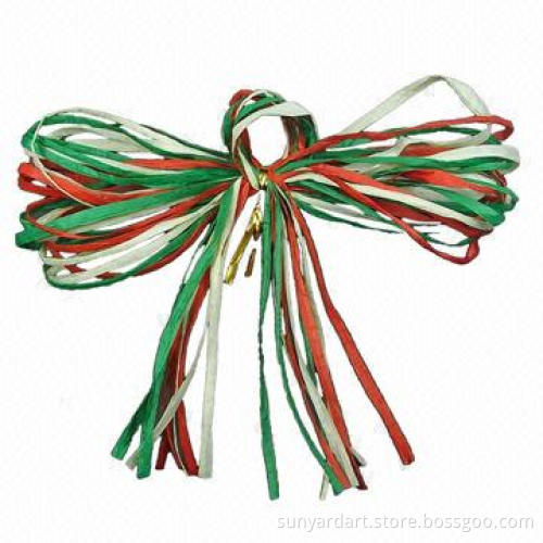 Raffia ribbon bow with twist tie, 7 inches size